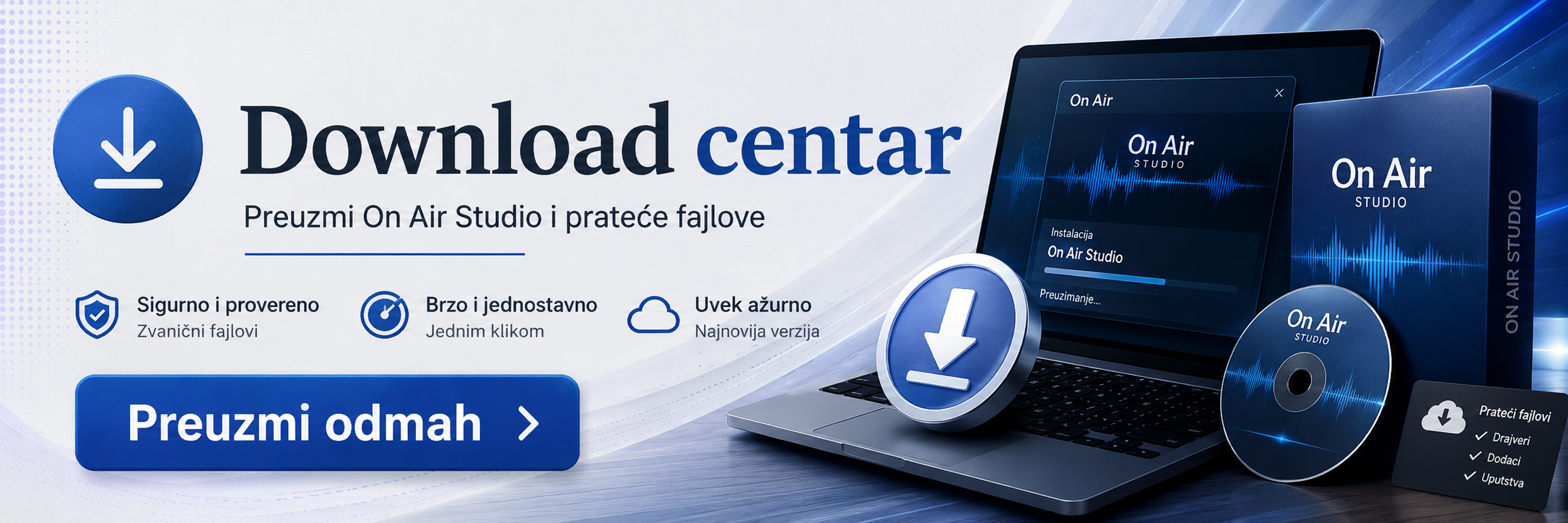 On Air Studio Download centar — instalacija, verzije i prateći fajlovi
