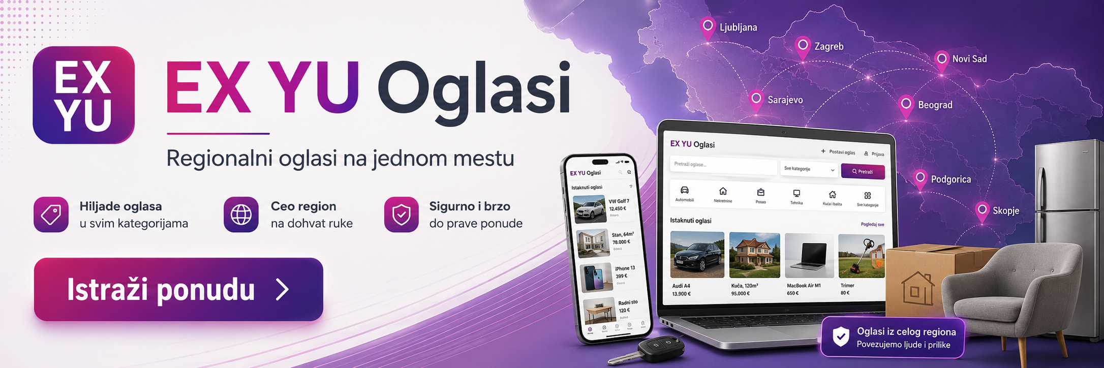 EX YU Oglasi — regionalni mali oglasi za zemlje bivše Jugoslavije