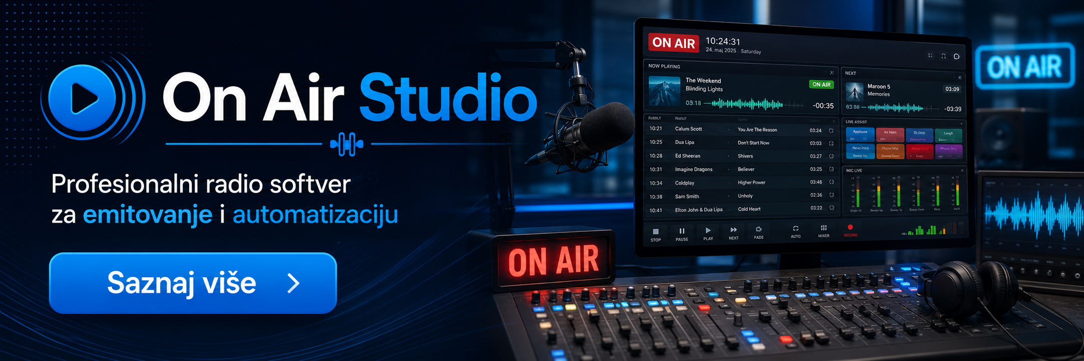On Air Studio — profesionalni softver za radio automatizaciju i emitovanje programa