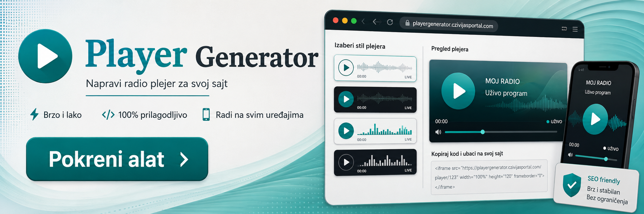 Player Generator — alat za izradu internet radio plejera za web sajt